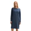 Midikleid TOM TAILOR, Damen, Gr. 40, N-Gr, blau (colony blau schwarz), Web, Obermaterial: 66% Polyester, 32% Viskose, 2% Elasthan, kariert, casual, gerade knielang, U-Boot-Ausschnitt, Langarm, Kleider, mit U-Boot-Ausschnitt