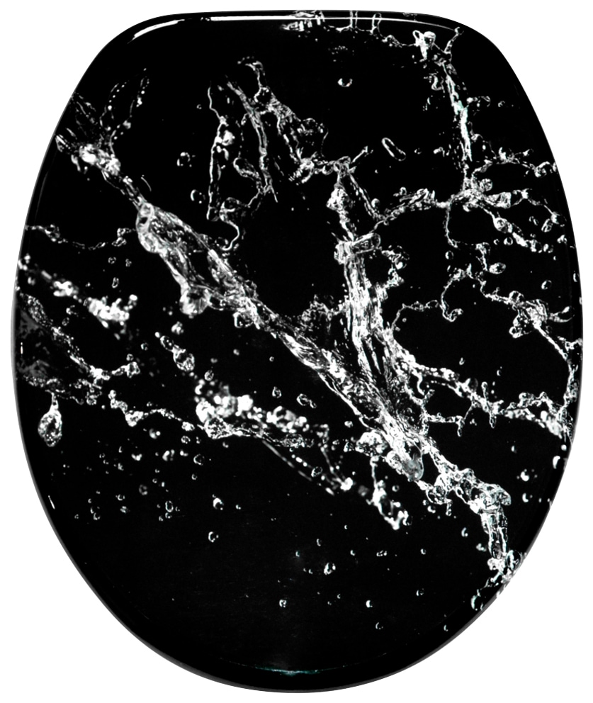 WC-Sitz SANILO "Splash", schwarz, B:37,7cm L:47cm, MDF - Mitteldichte Holzfaserplatte, WC-Sitze, mit Absenkautomatik