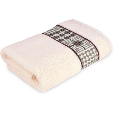 Badetuch MÖVE FOR FROTTANA "Fjord", weiß (wollweiß), B:67cm L:140cm, Walkfrottier, Baumwolle, Handtücher (Packung), mit tollem Uni Karo Image