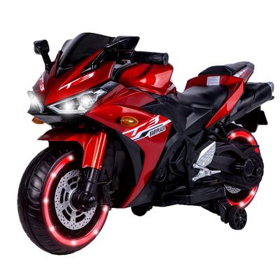 Electric Motorcycle for Kids with Music, Lights & Training Wheels, Holiday Gift