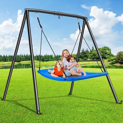 440lbs Swing Set with Heavy Duty Metal Swing Stand 60" Large Platform Swing for Backyard