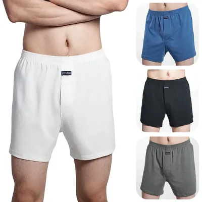 Herren 100% Baumwolle Boxershorts Unterwäsche hohe Taille große Unterhose lässig solide plus Größe Image