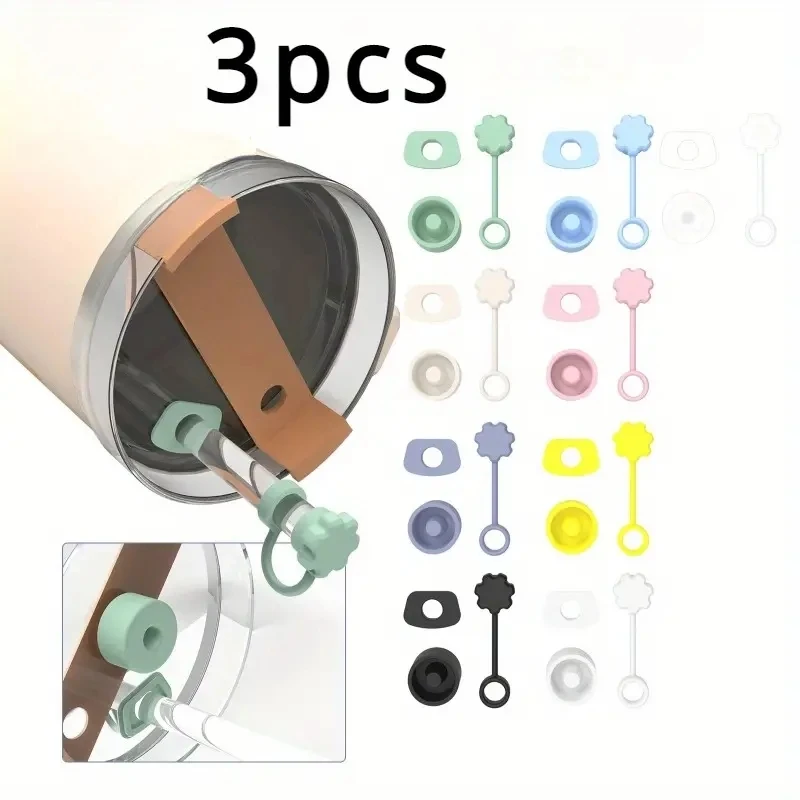 3-teiliges, auslaufsicheres Silikonstopper-Set für Stanley Cup 1.0 2.0 40oz/ 30oz Tumble-Zubehör, Strohkappe, Auslaufstopper, Leckstopfen Image