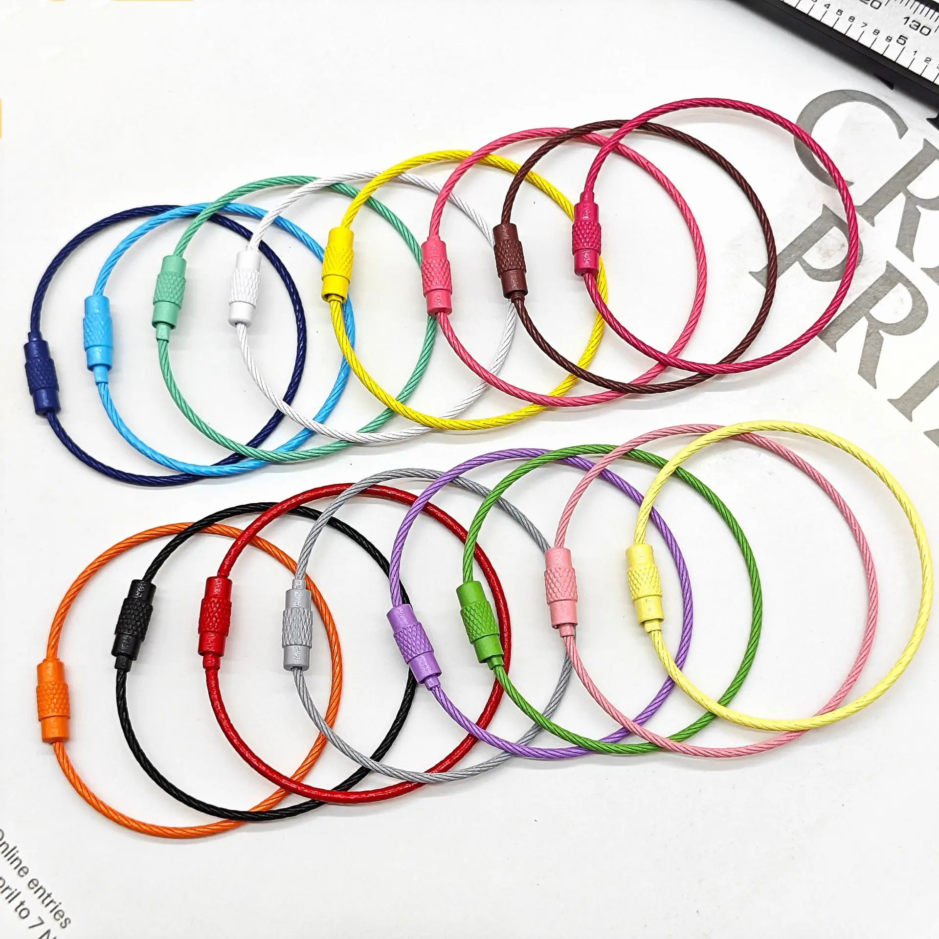 10 teile/los Edelstahl draht Schlüssel bund Ring Schlüssel Schlüssel ring Kreis Seil Kabels ch laufe Outdoor Camp Gepäck Tag Schraub verschluss Gadget Image