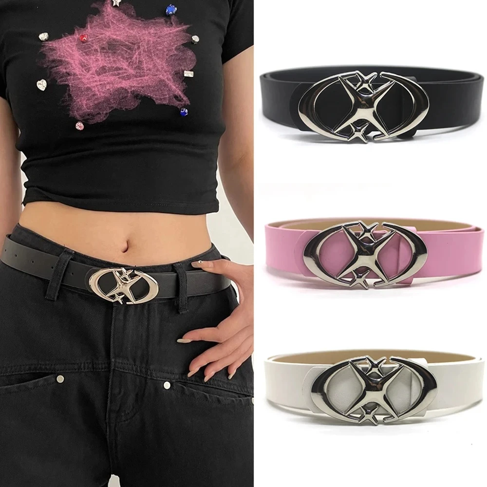 Frauen Gürtel Punk Stern Schnalle Gürtel Design Kreuz Metall Vintage Gothic Männer Frauen Y2K Gürtel Pu Leder Bund Hosen Jeans Dame gürtel Image