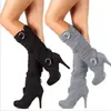 2023Sexy Kniehohe Frauen Stiefel Thin High Heel Runde Kappe Plattform Mode Damen Pu Leder Stiefel Größe 34-43 dame Schuhe