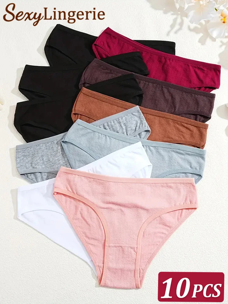 10 Teile/satz Frauen Baumwolle Höschen Sexy Low Rise S-XL Schriftsätze Weibliche Unterwäsche Weibliche Atmungsaktive Unterhose Damen Dessous Dessous Image