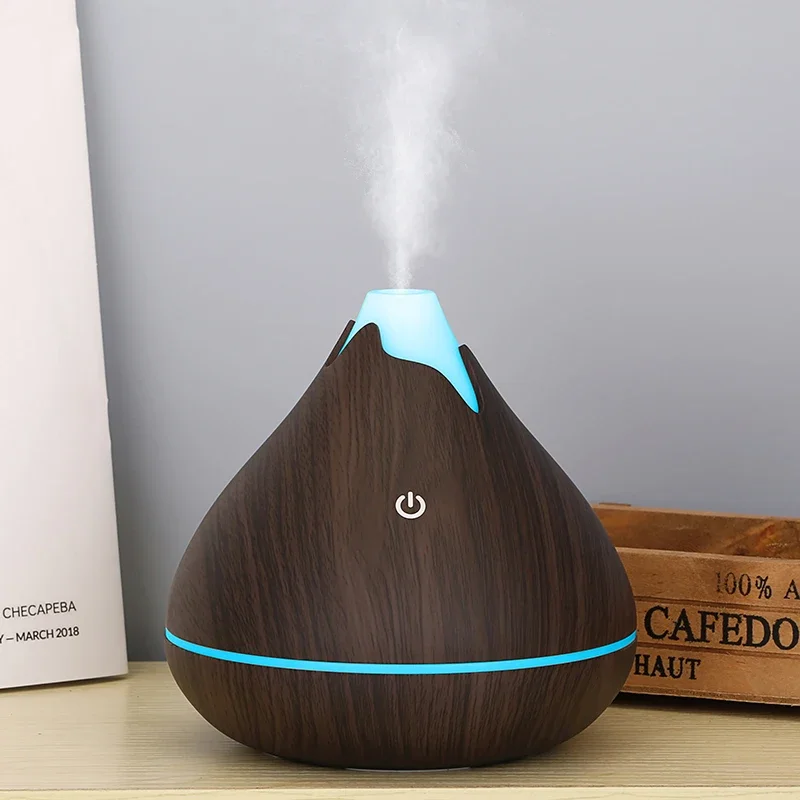 Aromatherapie-Diffusor für ätherische Öle, 350 ml, Holzmaserung, Fernbedienung, Ultraschall-Luftbefeuchter, kühl, mit 7-farbigem LED-Licht Image