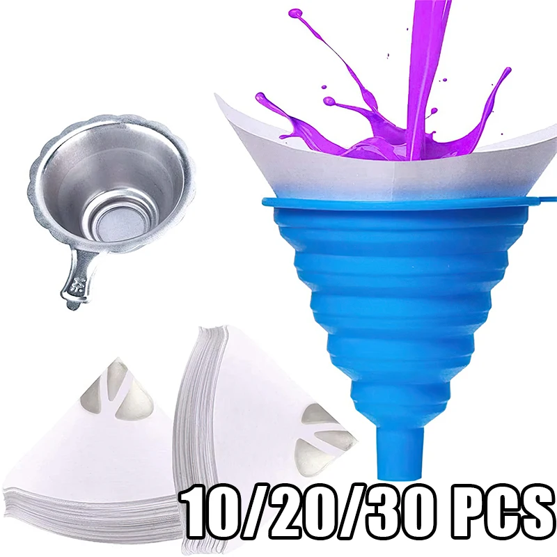 10/20/30pcs Lack filterpapier Einweg-Nylon-Mikron-Papier Reinigungs becher 100 mesh konische Kegel trichter Filter werkzeuge Image