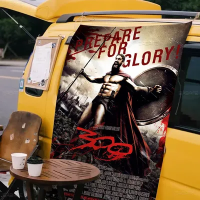 300-Spartan-Krieger-Film, kreatives Muster, Hängeflagge, Polyester, bedrucktes Banner, handgezogene Image