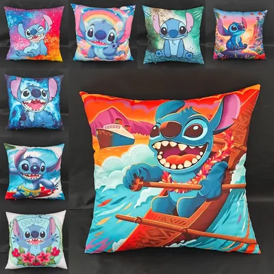 Lilo&Stitch Kissenbezug, niedlicher Cartoon-Disney-Kissenbezug, Wohnzimmer, Sofa, Kissenbezug, Image