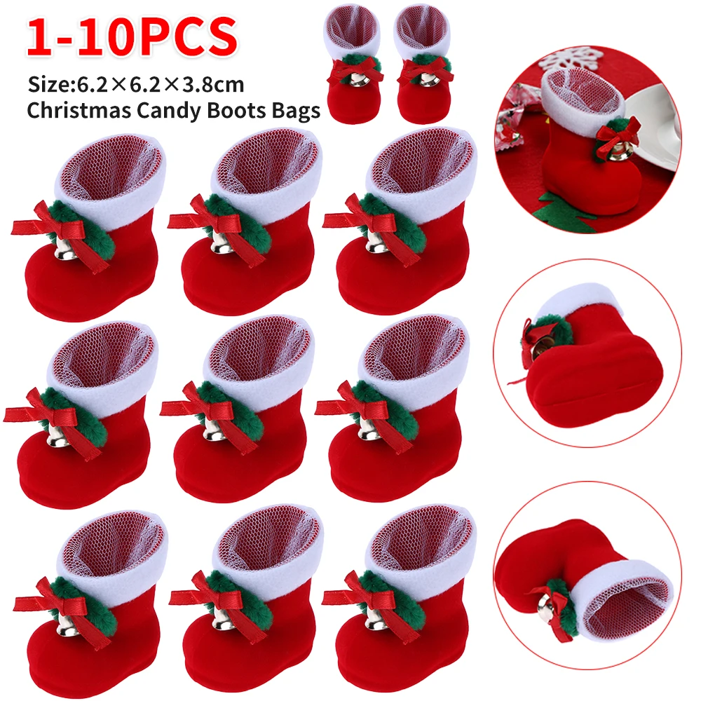 Weihnachten Süßigkeiten Geschenk Tasche Home Party Dekor Weihnachten Santa Claus Süßigkeiten Stiefel Kinder Kind Mini Weihnachten Baum Dekoration Drops hip Image