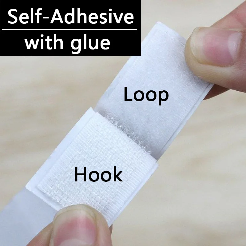 20–50 mm weißes, 1/3/5/10 Meter, starkes, selbstklebendes Klettband, magisches Verschlussband, doppelseitiger Riemen mit Klebeaufkleber, Klettverschluss Image