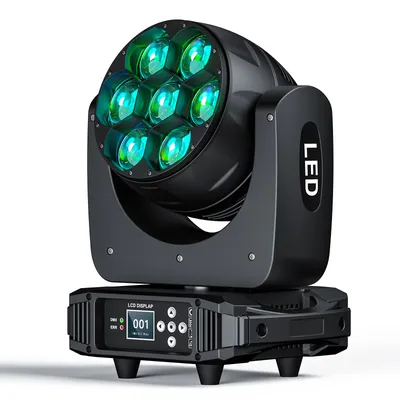 U'King 350W Moving Head Light 7x40W LED RGBW Bee's Eye Wash Zoom Stage Light DMX512 Spotlight for DJ