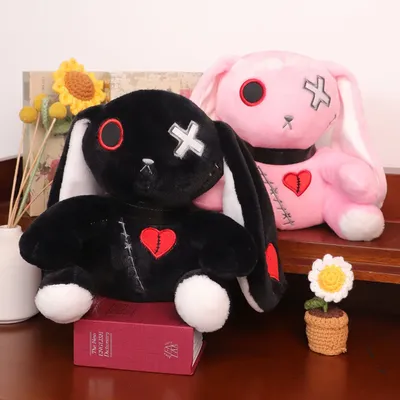 Scary yet cute Gothic bunny plush toy - the perfect companion and unique gift for Halloween, Easter