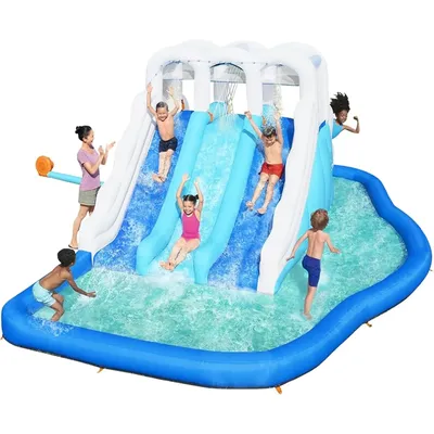 Tidal Trifecta Kids Inflatable Water Park | Inflatable Triple Slide and Splash Pool | Great for Kids