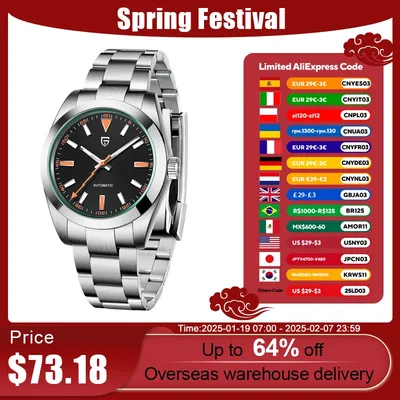 PAGANI DESIGN Green Glass Sapphire Men's Mechanical Watches Luxury Automatic Watch For Men NH35A