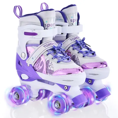 Roller Skates for Girls Boys for Kids 4 Size for Children of Different Ages Adjustable Light Up LED