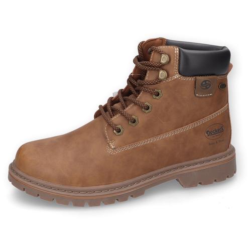 Schnürstiefel DOCKERS BY GERLI Gr. 41, braun (cognac) Herren Schuhe Worker Boots, Hiking Schnürboots mit Blockabsatz