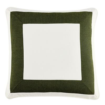 Bordered Sunbrella Outdoor Pillow Cover -Select Colors - Canvas Fern/White Sunbrella, 12