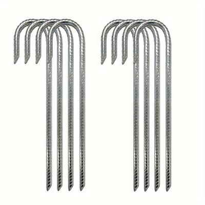TEMU 6-pack Heavy-duty Tent Stakes, Iron Trampoline & Anchors, Threaded Steel Ground Spike Hooks For Camping Tarps And Shelters Image
