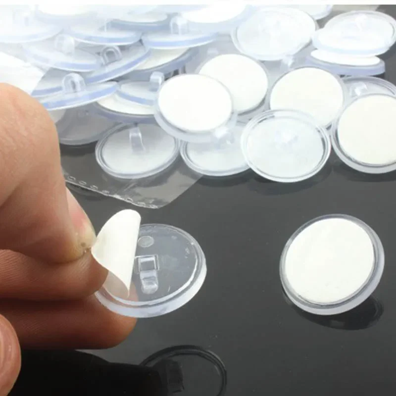 Decke Starke Spurlose Kleine Disc Haken Transparent Saug Haken Hause Lagerung Dekorative Poster Hängen Selbst Klebe Haken Image