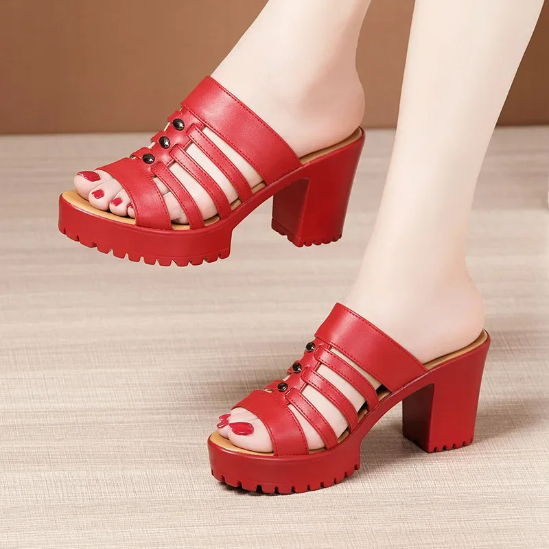 Big Size 32-43 Summer Wedding Shoes Women Slippers Platform 2026 High Heels Slides Ladies Gladiator Shoes Office Slippers