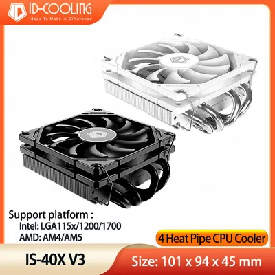 ID-COOLING IS-40X V3 Low Profile CPU Cooler 45mm Height 4 Heatpipes Air Cooler 15mm Slim Fan For LGA1700/115X/1200,AMD AM5/AM4