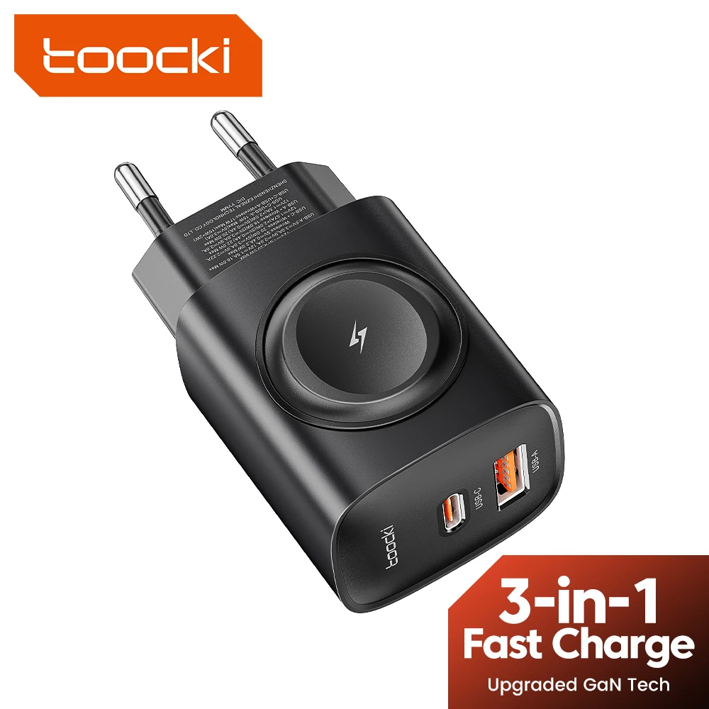 Toocki 3-in-1-Ladestation GaN-Ladegerät für iPhone Apple Watch USB C PD 20 W Schnellladung für iPhone 16 15 14 13 Samsung Image