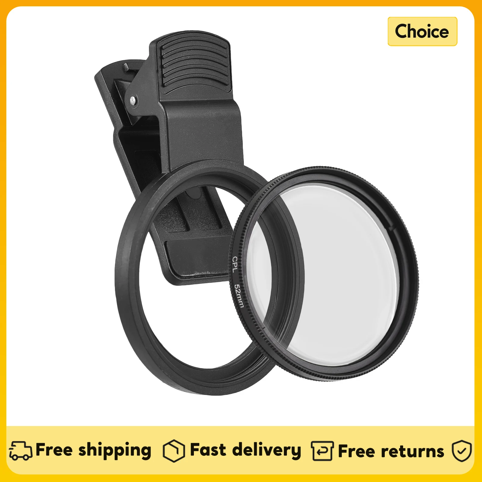 52-mm-CPL-Filter für Telefon kamera objektiv Aufsteck polarisator filter mit Telefon clip für Smartphones für Canon Nikon Sony DSLR-Kameras Image