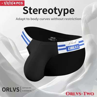 1/2/3/4 PCS Sommer Heißer Artikel Männer Slips Hohe Gabel Dreieck Hosen Baumwolle Stoff Bikini meer Blau Gestreiften Gummiband Unterwäsche Image