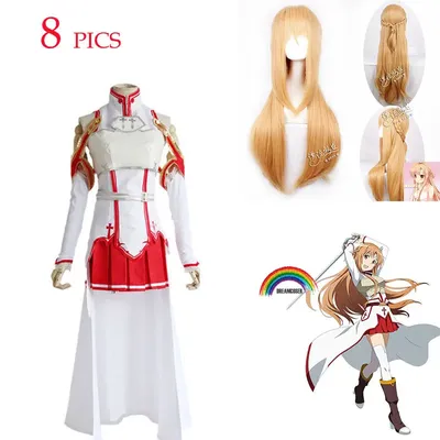 Anime Schwert Art Online Asuna Yuuki Kleid Cosplay Kostüme Uniform für Halloween SAO Asuna Schlacht