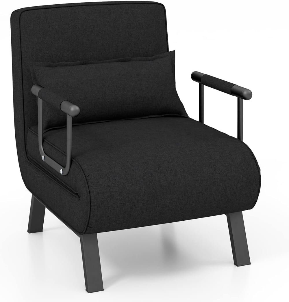 Fauteuil-lit convertible dossier réglable 6 positions noir 65x79x79cm