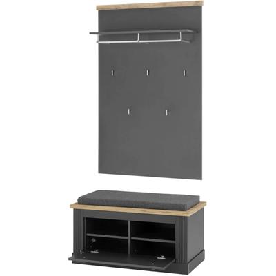 Garderoben-Set HOME AFFAIRE "WESTMINSTER BESTSELLER", dunkelgrau, wotan eiche, B:92cm H:200cm T:45cm, Kastenmöbel-Sets, im romantischen Landhausstil Image
