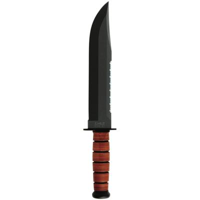 KA-BAR 9.375" Fixed Blade Big Brother Top Edge Serrated Knife w/ Sheath - Brown - One Size Fits Most