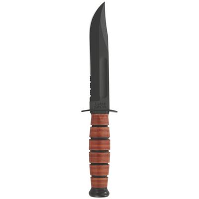 KA-BAR Short Fighting/Utility Serrated Knife w/ Sheath - Brown