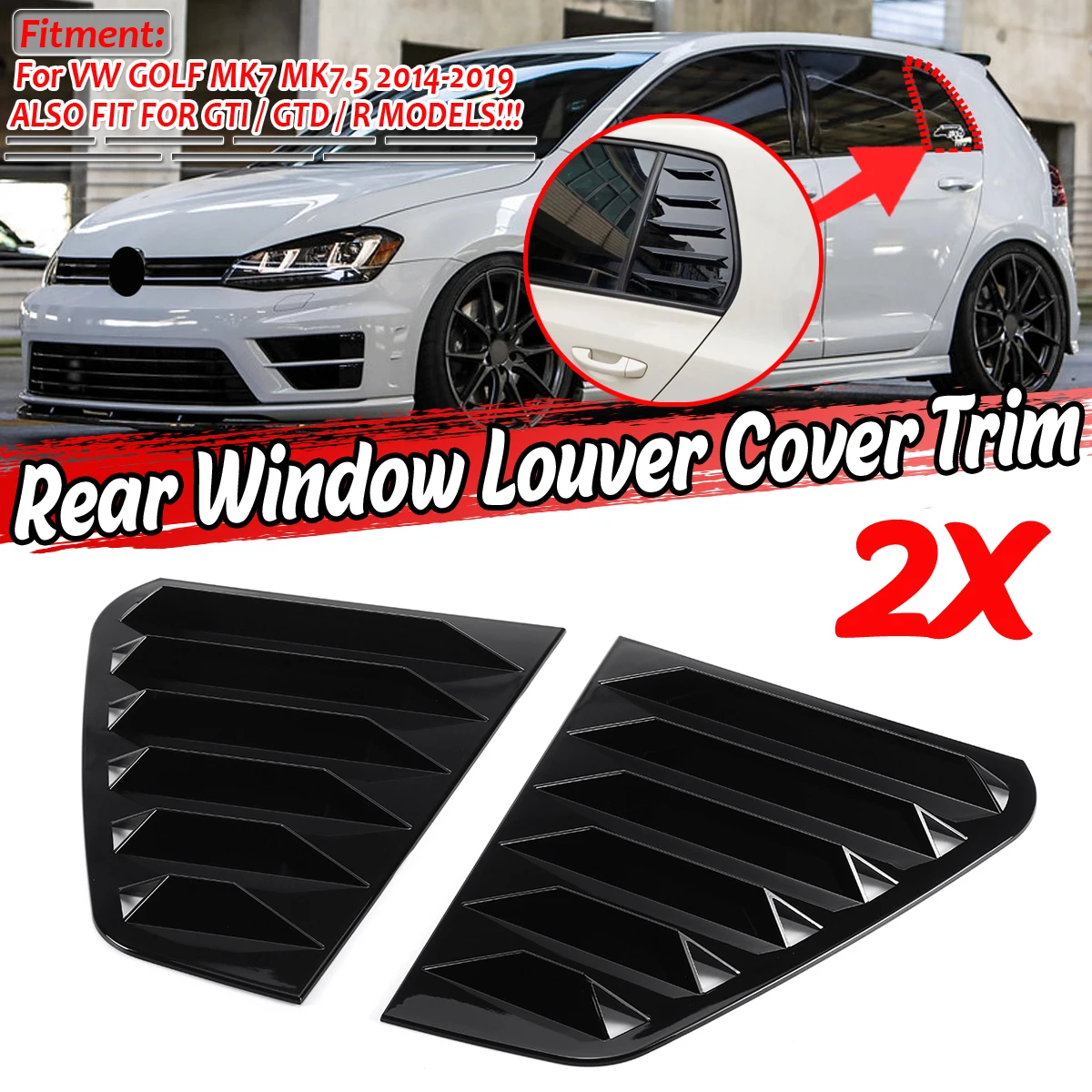Coppia Auto Lunotto Posteriore Otturatore Copertura Trim Finestra Feritoia Sfiato Laterale Trim Per Volkswagen VW GOLF 7 GOLF 7.5 MK7/7.5 GTI GTD R MODELLE