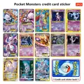 2PCS PTCG Carta di Credito Adesivi Pelle Pocket Monsters Mewtwo per VISA Bus Banca Carta di Debito Ragazzo Giocattoli Donne Accessori 14 + y