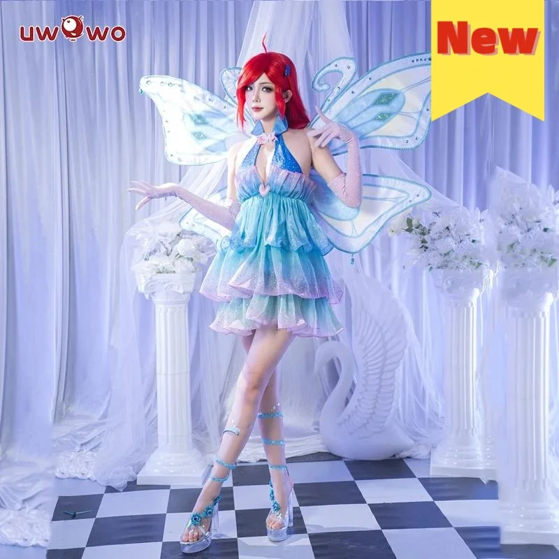 IN MAGAZZINO UWOWO Bloomm Costume Cosplay Anime Grandi Ali di Fata Cosplay Principi Costume Vestito Farfalla Costumi di Halloween