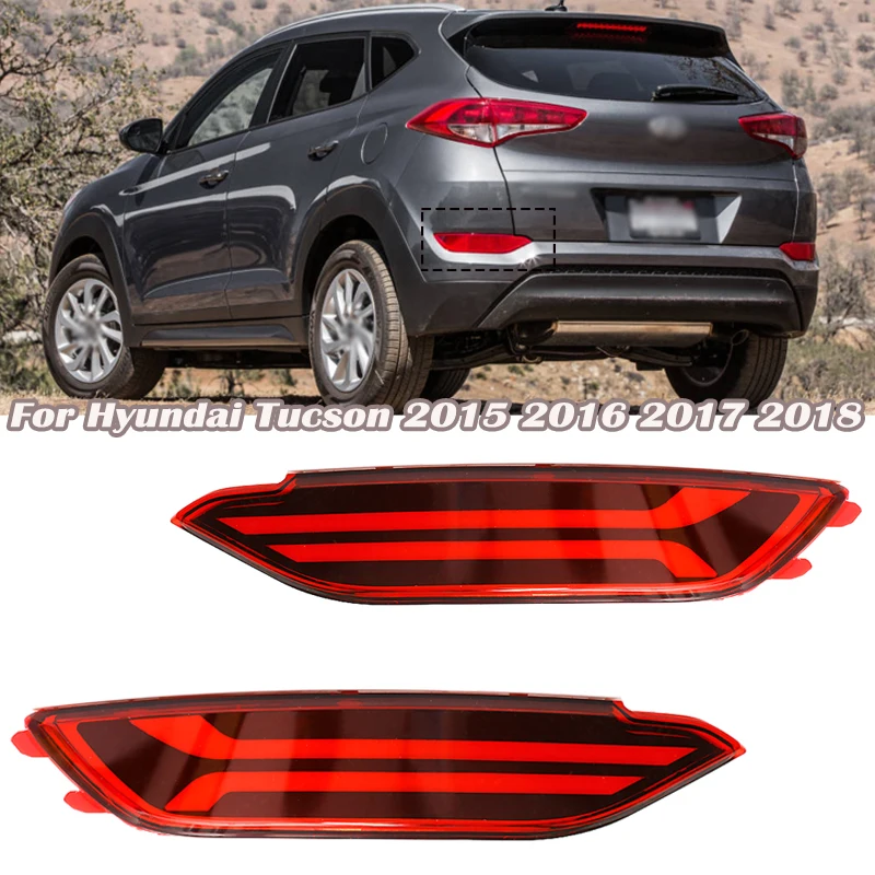1Pair Auto LED Paraurti Posteriore Riflettore di Luce Per Hyundai Tucson 2015 2016 2017 2018 Auto Freno di Guida Nebbia Trim Luce di Modanatura