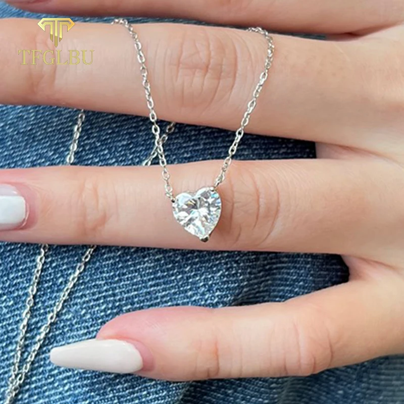 TFGLBU Collana con Moissanite Certificata Taglio a Cuore 2/4CT per Donne, Gioielli Placcati Oro 18k, Ciondolo in Argento Sterling S925, Gioielli GRA