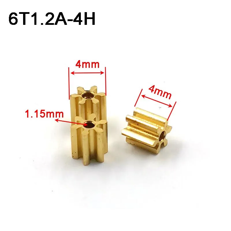 61.2A 0.5M Pignone di Rame 4mm Diametro 6 Denti Foro 1.13mm Micro Metallo Ingranaggio 5 pz/lotto