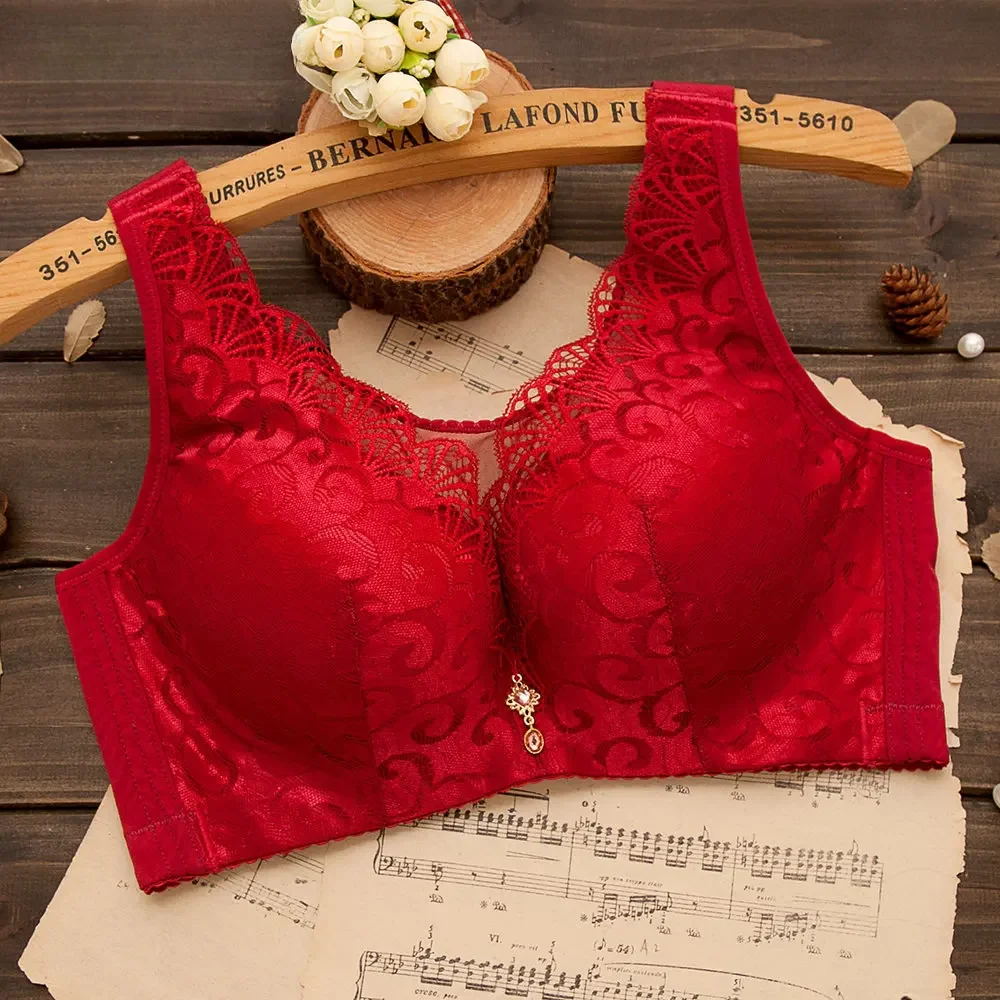 Sexy BH Frauen Spitze Push-up Bra lette Draht frei Mesh große Dessous einfarbig nahtlose dünne drahtlose weiche Blumen Bra lette Image