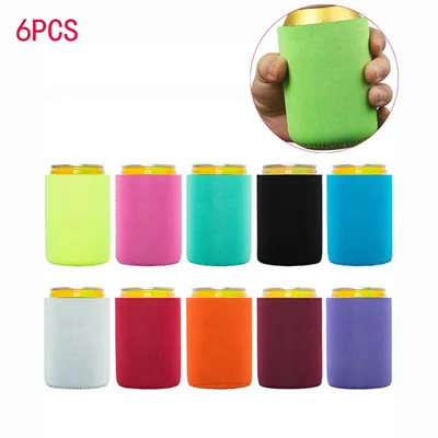 6Pcs hot Beer Can Cooler/ Sleeves Soft Insulated Reusable Holder Water Soda Bottle Camping
