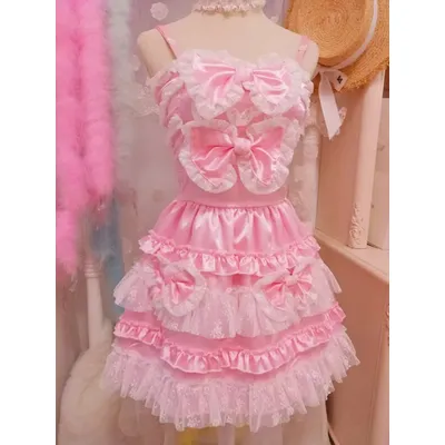 Sissy Pink Satin abschließbares Kleid Maid Cosplay maßgeschneidert Image