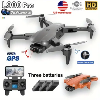 L900 GPS Drone with Dual Cameras, 3 Batteries, Brushless Motor, Optical Flow Positioning, Foldable