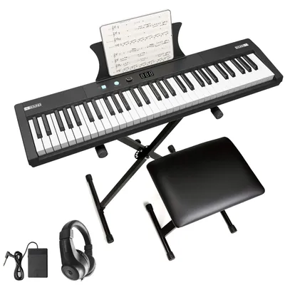 61 Key Keyboard Piano Protable Electric Semi-Weighted Piano Keyboard for Beginner/Professional, With