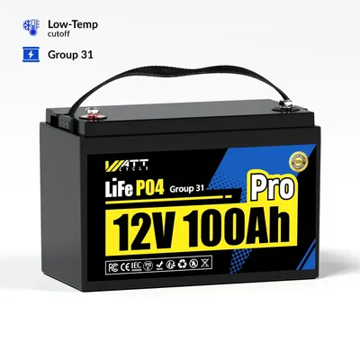 Wattcycle LiFePO4 Battery 12V 100Ah Pro Grade A+ Cells BMS Protection For RV/ Camping/ Boats/