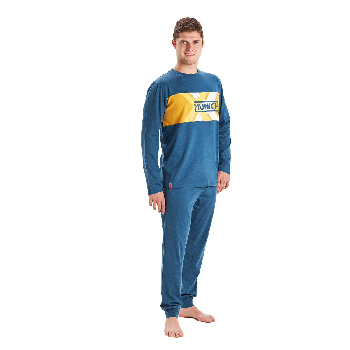 MU1 Herren-Winterpyjama mit langen Ärmeln und Rundhalsausschnitt Image