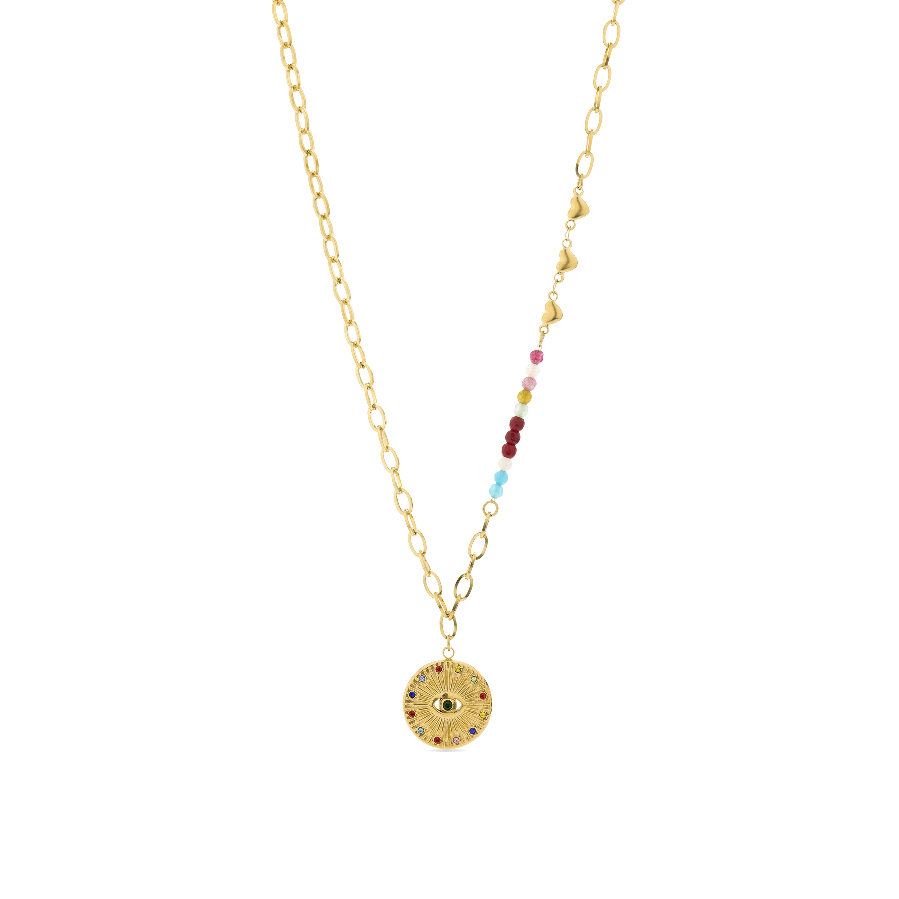 Luxenter Multicolor Kristall-Halskette aus 18K Gelbgold - Targey
